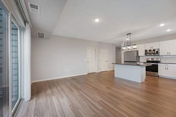 Spacious Living Area With Wood-Style Flooring