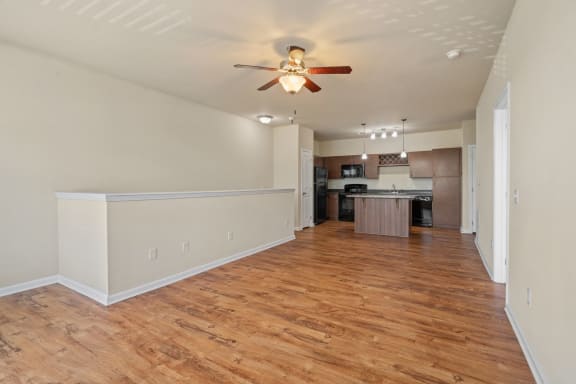 Spacious Living Area With Wood-Style Flooring
