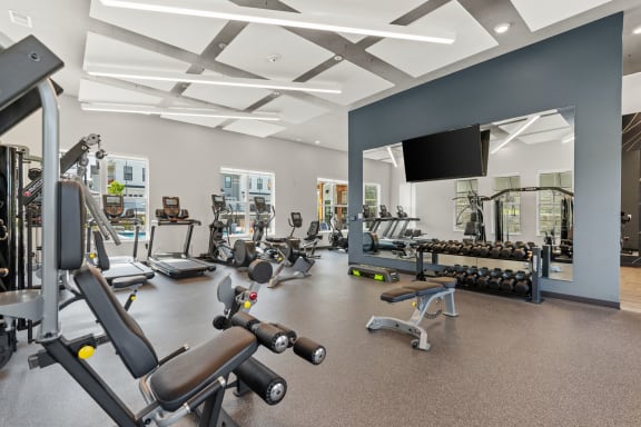 Fitness Center with Dumbbell Equipment