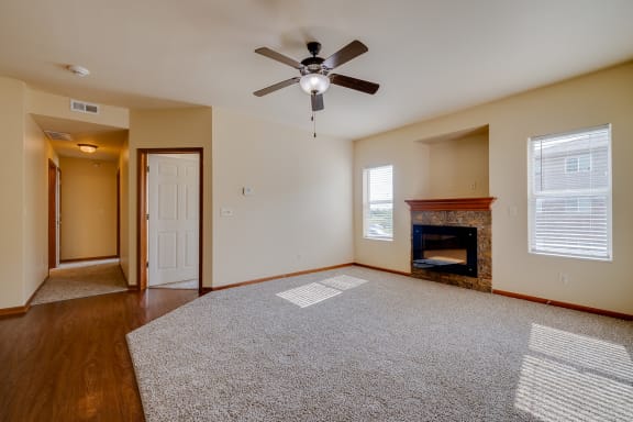 Spacious Living Area With Fireplace