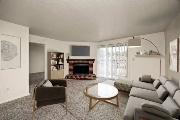 Living Area with Fireplace