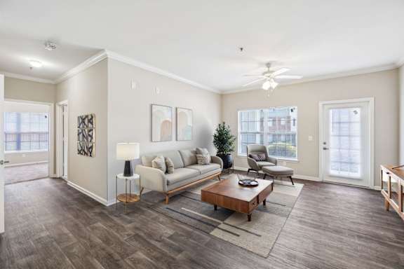 Living Area with Hardwood-Style Floors