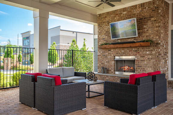 CoveredPoolside Lounge with Fireplace