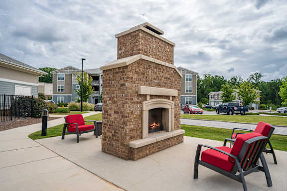 Outdoor Lounge with Fireplace