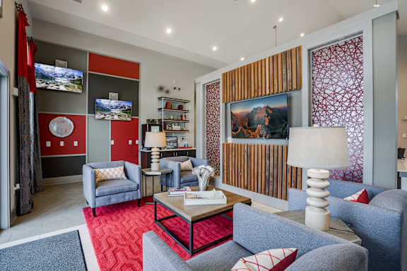 Lobby Lounge Area with Multiple Flat Screen TV's