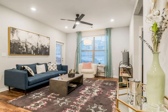 Spacious Living Area with Hardwood-Style Flooring