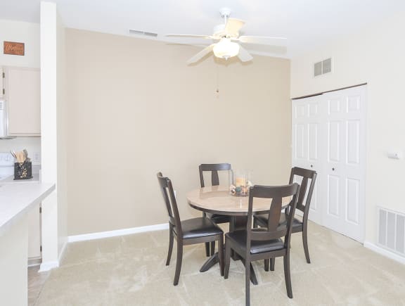 Separate Dining Area with Ceiling Fan