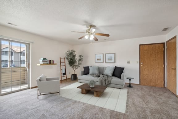 Spacious Living Area with Carpet