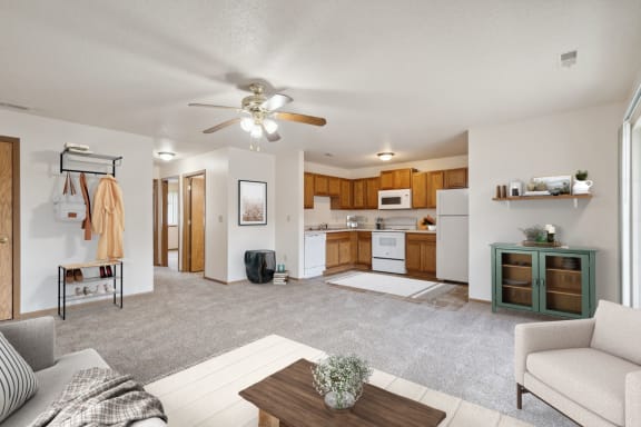 Spacious Living Area with Carpet