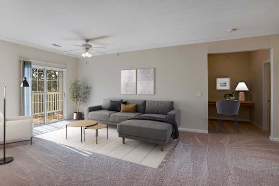 Living Room with Ceiling Fan