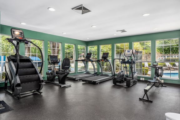 Cardio Equipment At The Fitness Center With Expansive Windows