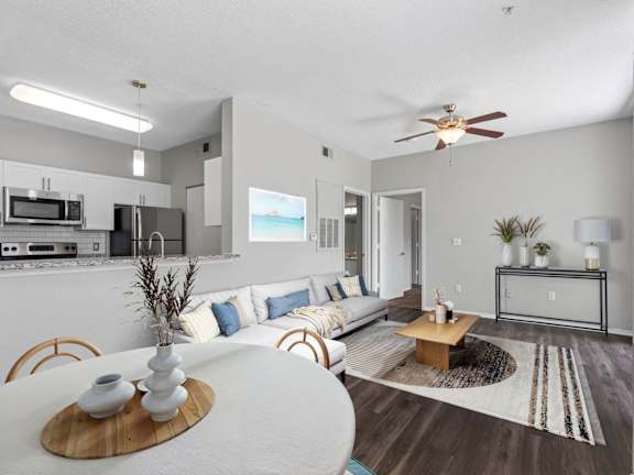 Spacious Living Area With Wood-Style Flooring