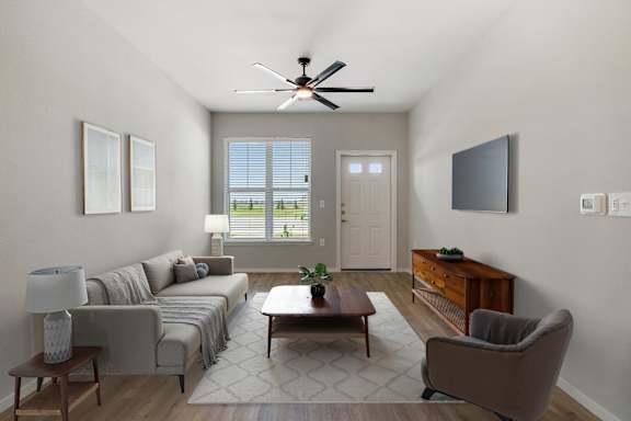Living Area with Ceiling Fan