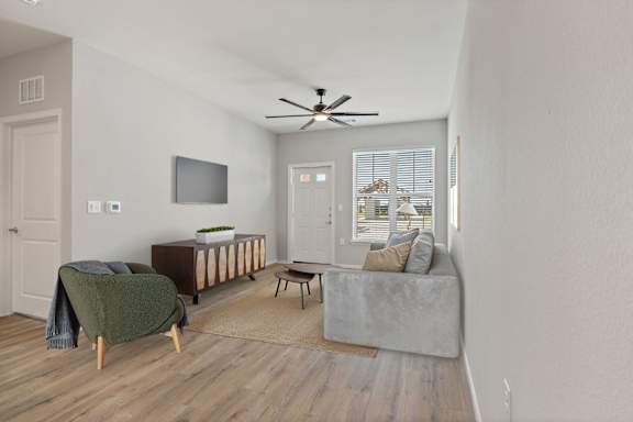 Living Room with Wood-Style Flooring
