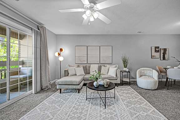 Spacious Living Area with Carpet