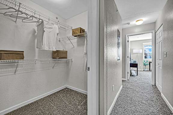 Walk-In Closet With Built-In Shelving