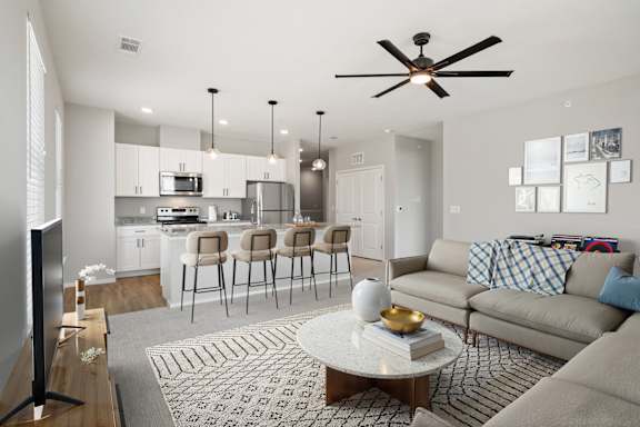 Living Area with Ceiling Fan