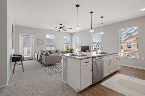 Spacious Living Area with Carpet
