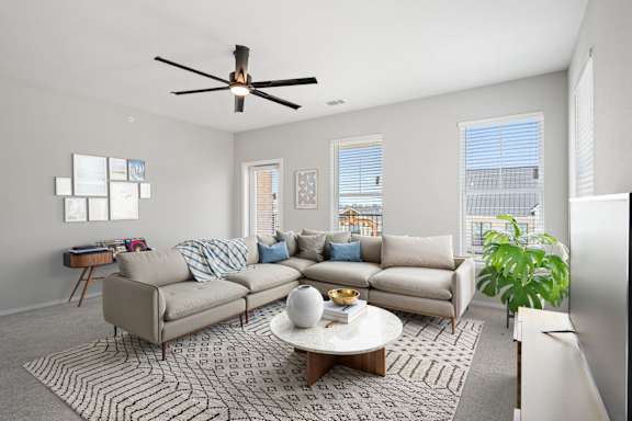 Living Room with Plush Carpeting