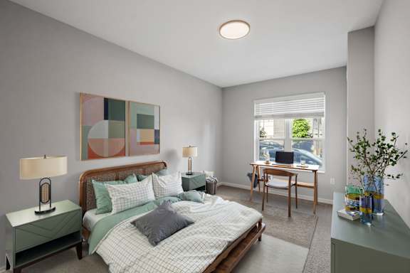 Bedroom with office space