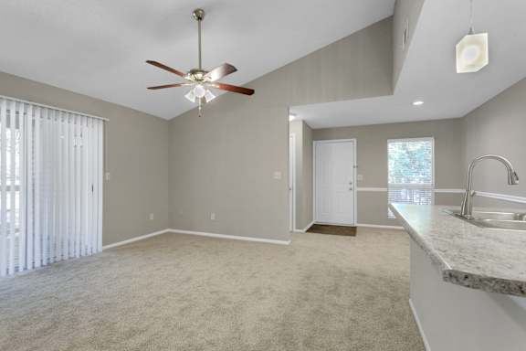 Living Area with Vaulted Ceiling