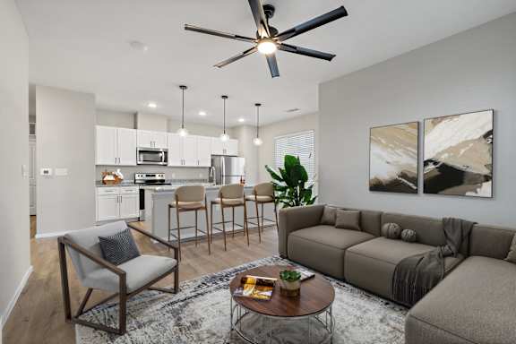 Spacious Living Area With Wood-Style Flooring