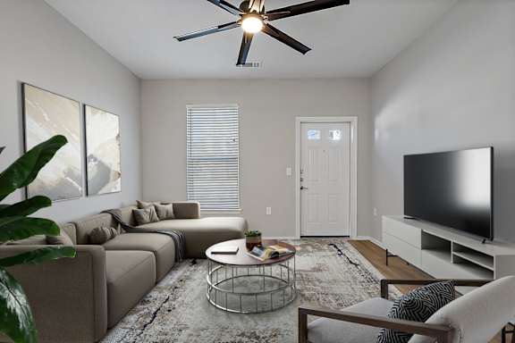 Spacious Living Area With Wood-Style Flooring