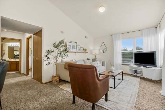 Spacious Living Area with Carpet