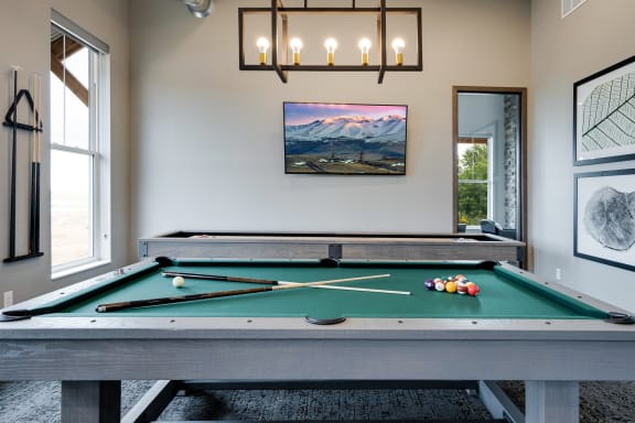 Pool Table with Mounted Flat Screen