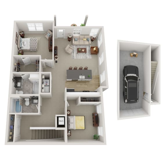 Leona Floor Plan With Single Garage Stall Attached