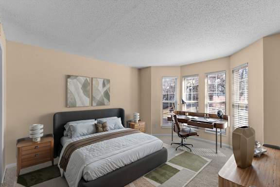 Bedroom with bay windows