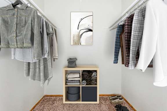 Walk-In Closet With Built-In Shelving