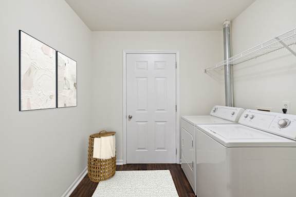 Washer and Dryer with Built In Shelving