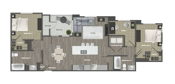 a 1,225 sq ft floor plan 2 bedroom