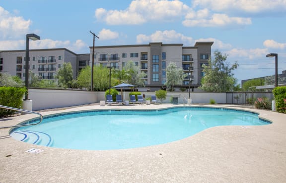 our apartments showcase an unique swimming pool  at 60 at Melrose in Phoenix, AZ 85013