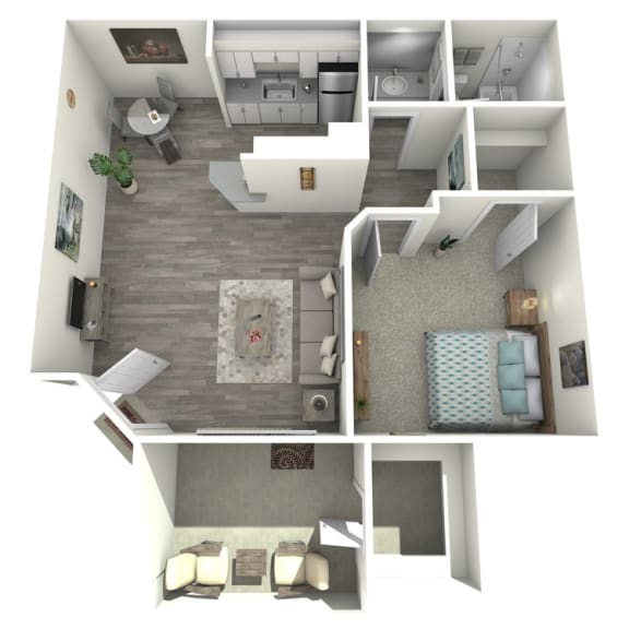 Spacious One Bedroom Floor Plan at Paseo 51, Arizona