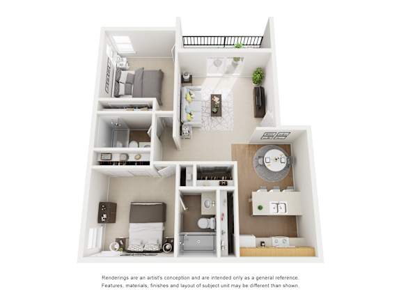 A diagram of a house layout with a kitchen, living room, and bedrooms.