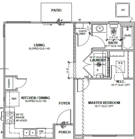 1-bedroom, 1-bathroom apartment at Village Greens of Queen Creek Apartments, Queen Creek, AZ