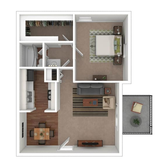 a floor plan of one bedroom apartment at Planters Trace, South Carolina, 29414