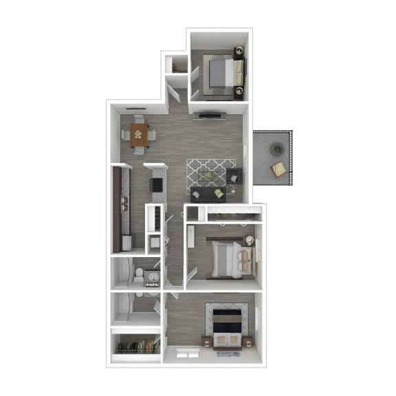 a floor plan of a three bedroom apartment at Planters Trace, South Carolina