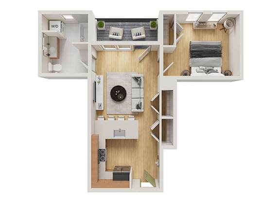 Apartment Type 1a Floorplan at Sol Apartments, Troy, New York
