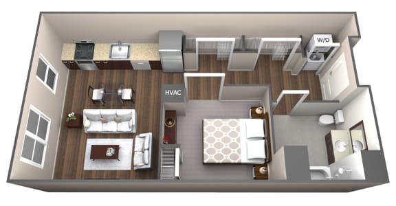 Interior 1 Bedroom with Barn Door