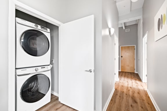 a washer and dryer in a laundry room