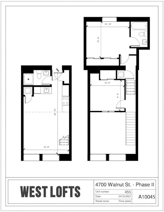 plan of the upper and lower floors of a house