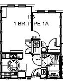 1 Bedroom 1 Bath 604 Sq. Ft Floor Plan, at Hawks Landing, Ruckersville,VA