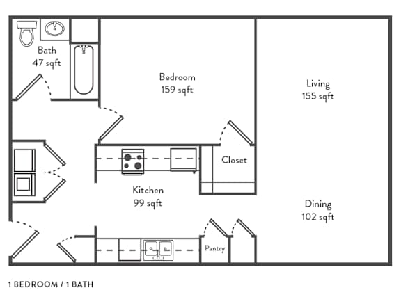 1 Bed 1 Bath Floor Plan at Albemarle Central School, Albemarle