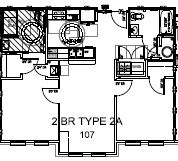2 Bedroom 2 Bath 870 Sq. Ft Floor Plan, at Hawks Landing, Ruckersville,VA