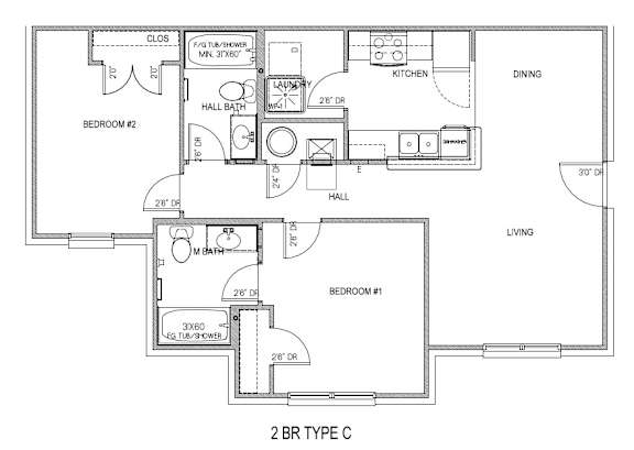 2 Bedroom 2 bath Type C at Ada Park Apartments, Newport News, Virginia