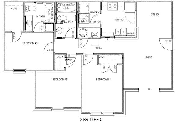 3 Bedroom 2 bath Type C at Ada Park Apartments, Virginia, 23601