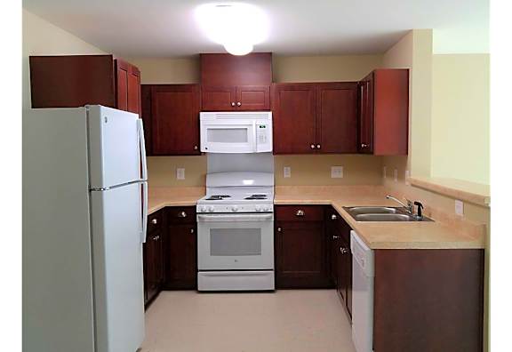 Kitchen with Brown Cabinets at Renaissance at Antiquity LLC, Cornelius